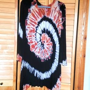 Bohemian tie die dress hi/low sides